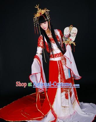 Ancient Asian Princess COS Costumes and Hair Accessories Complete Set