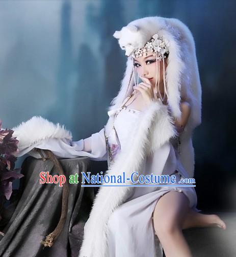 Ancient Chinese Fox Spirit Costumes and Headdress Complete Set