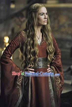 Custom-made Red Long Embroidered Cersei Lannister Costumes of Game of Thrones