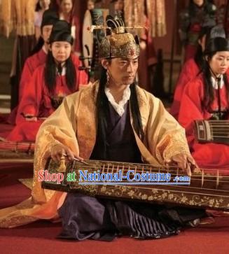 Ancient Korean Imperial Palace Emperor Costumes Complete Set for Men