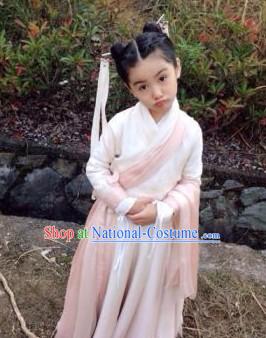 Ancient Chinese Authenic Hanfu Clothing and Headwear for Children