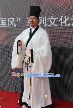 Ancient Chinese College Student Shen Yi Uniform and Hat for Men