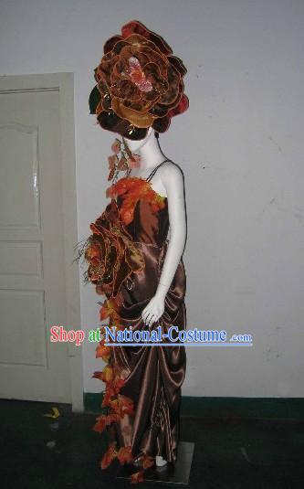 Forest Empress Stage Performance Dance Costumes and Headwear Complete Set