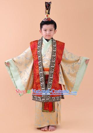 Ancient Chinese Emperor Costume and Crown Complete Set for Children