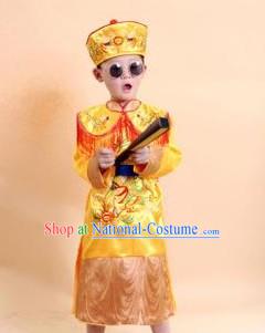 Ancient Chinese Emperor Costumes and Hat Complete Set for Kids