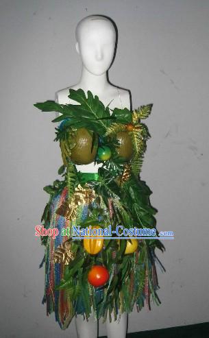 Forest Flower Grass Model Stage Performance Costumes and Headdress Complete Set