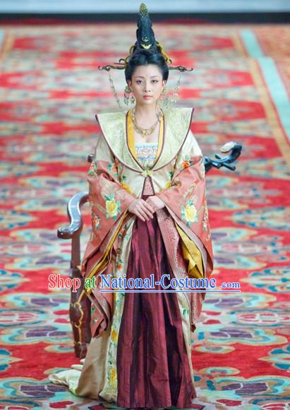 Traditional Ancient Chinese Wig and Headdress Set