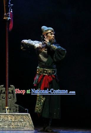 Chinese Guan Gong Costumes and Hat Complete Set for Men