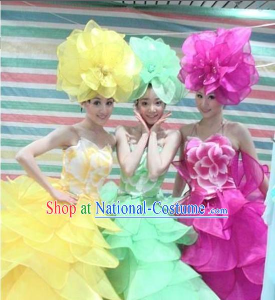 Stage Performance Flower Dance Costumes Complete Set for Women