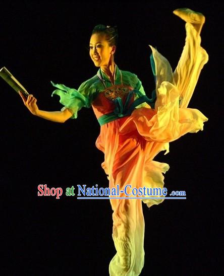 Chinese Classical Silk Dance Costumes Complete Set for Women