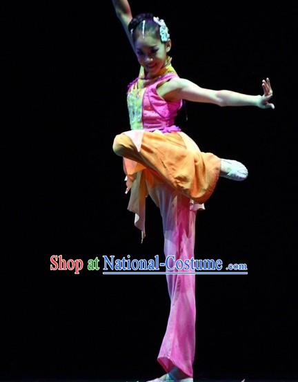 Chinese Classical Silk Dance Costumes Complete Set for Women