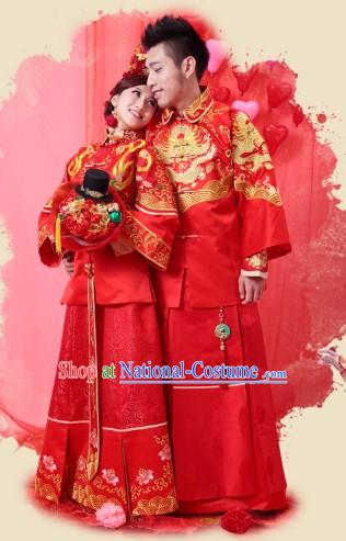 Supreme Chinese Wedding Dresses Complete Set for Brides and Bridegrooms