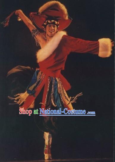 China Classical Tibetan Dancing Costumes Complete Set for Men