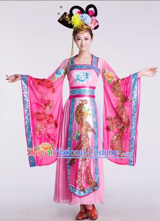 Ancient Chinese Classical Tang Dynasty Empress Phoenix Dance Costumes and Headdress Complete Set