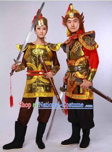 China Male and Female General Costumes and Hats 2 Complete Set for Men amd Women