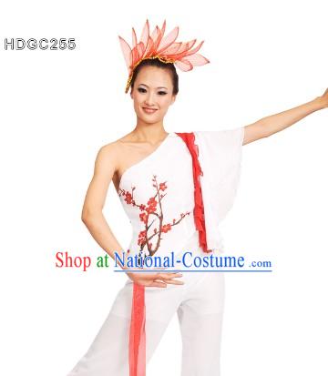 Winter Plum Blossom La Mei Dance Costumes and Headdress Complete Set for Women