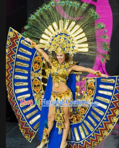 Ecuador National Costume and Headwear Complete Set for Women