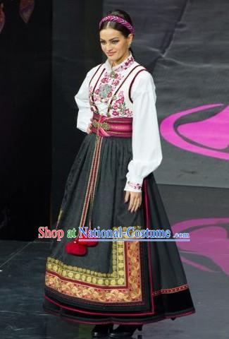 Norway National Costume and Headwear Complete Set for Women