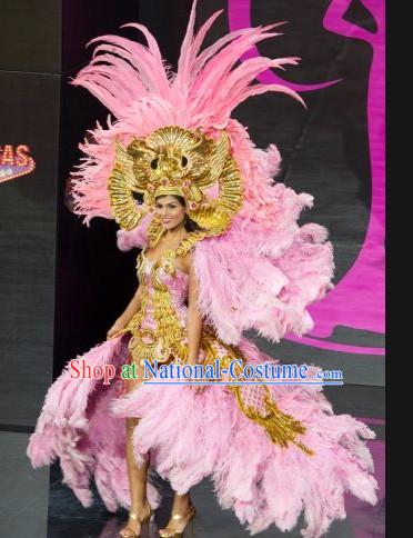 Costa Rica National Costume and Headwear Complete Set for Women