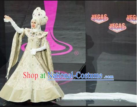 Russia National Costume and Headwear Complete Set for Women