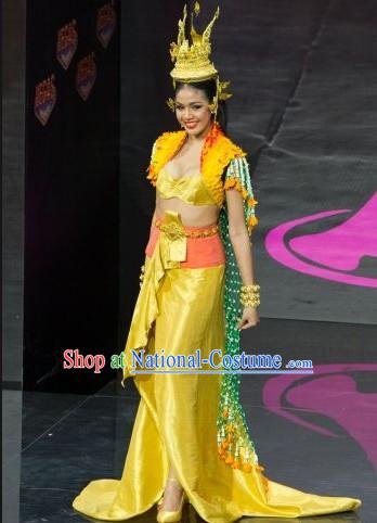 Thailand Costume and Headwear Complete Set for Women