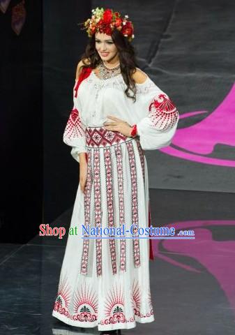 Ukraine Costume and Headwear Complete Set for Women