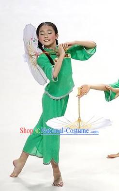 Green Umbrella Dance Costumes for Kids