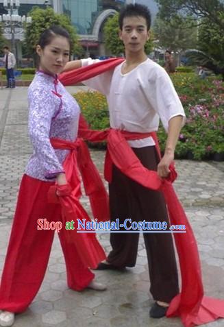 Professional Yangge Dance Costumes Two Complete Sets for Men and Women