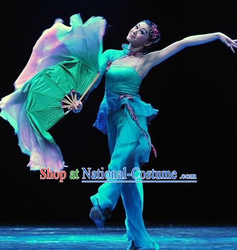 Stage Performance Silk Fan Dance Costumes for Women