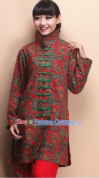 High Collar Long Chinese Manarin Robe Complete Set for Women