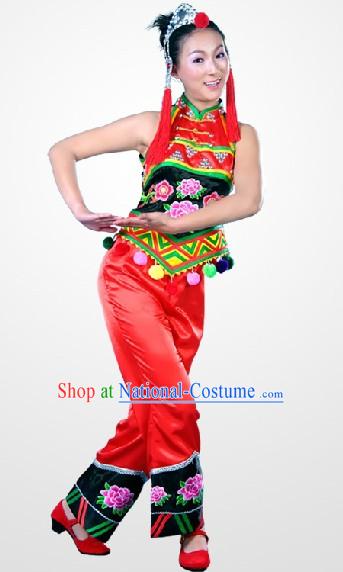 China Ethnic Clothes and Hat Complete Set for Women