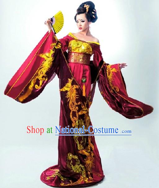 Ancient Chinese Imperial Royal Palace Empress Clothing and Headwear Complete Set