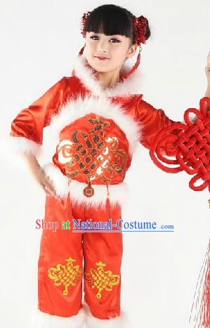 Red New Year Stage Performance Dance Costume for Children