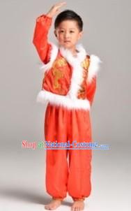 Red New Year Stage Performance Dance Costume for Boys