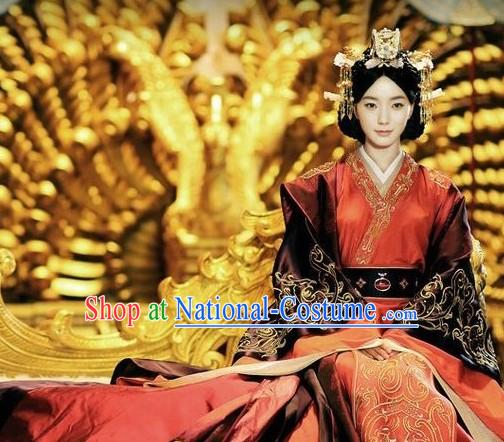 Han Dynasty Empress Wedding Outfit and Headwear for Women