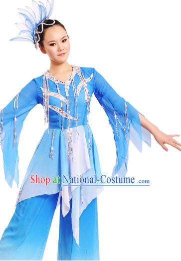 Traditional Chinese Dance Costumes and Headdress for Women