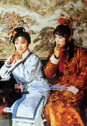 A Dream in Red Mansions Lin Daiyu and Jia Baoyu Costumes and Hair Accessories Complete Sets