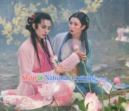 Green Snake Chinese Ancient Fairytale Bai Suzhen and Xiao Qing Costumes and Hair Accessories