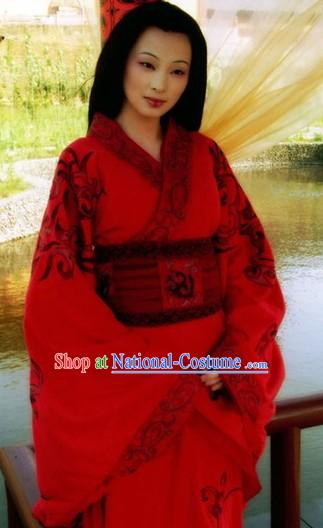 Ancient Chinese Han Dynasty Queen Clothing and Wig Complete Set