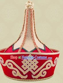 Handmade Traditional Chinese Mongolian Wedding Hat for Bridegroom