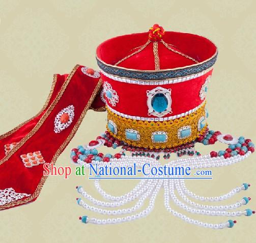 Ancient Chinese Mongolian Princess Wedding Hat for Brides