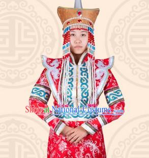 Traditional Chinese Ethnic Mongolian Long Attire Complete Set for Women