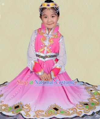 Mongolian Princess Clothing and Headwear for Children