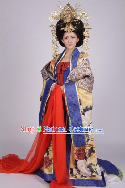 Traditional Ancient Chinese Wu Ze Tian Costumes and Headwear Complete Set