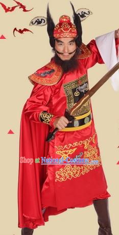 Traditional Ancient Chinese Zhong Kui Costumes and Headwear Complete Set