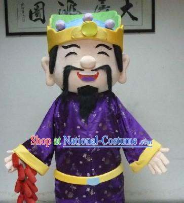 Traditional Chinese Cai Shen Ye Mascot Costumes for Men