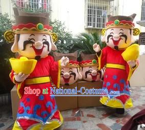 Traditional Chinese Cai Shen Ye Cartoon Mascot Costume for Men