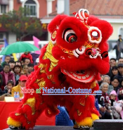 Happy Lunar New Year Supreme Grand Opening and Happy Celebration Red Lion Dance Costume Complete Set