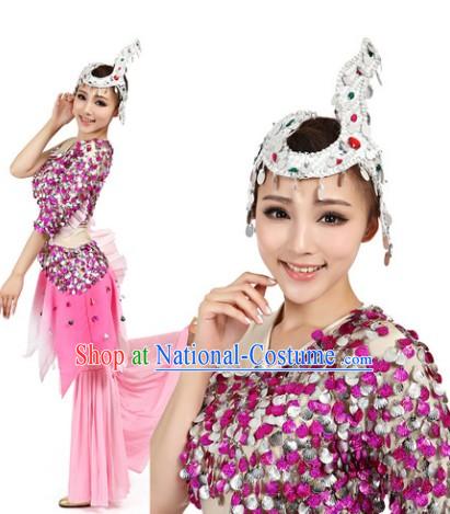 Traditional Fish Dance Costume and Headwear for Women