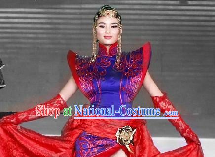 Traditional Mongolian Noblewoman Clothes and Hat Complete Set